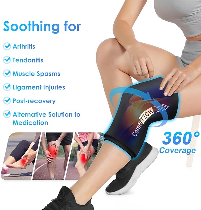 Comfitech Knee Ice Sleeve for Cooling Application, Flexible Cold Gel Pack Reusable, Large