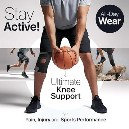 Knee Brace for Women and Men – Knee Compression Sleeve for Meniscus Tear, ACL, Arthritis Pain Relief, Patella Pad & Side Stabilizers – Please Check How To Size Video (Gray, Large)