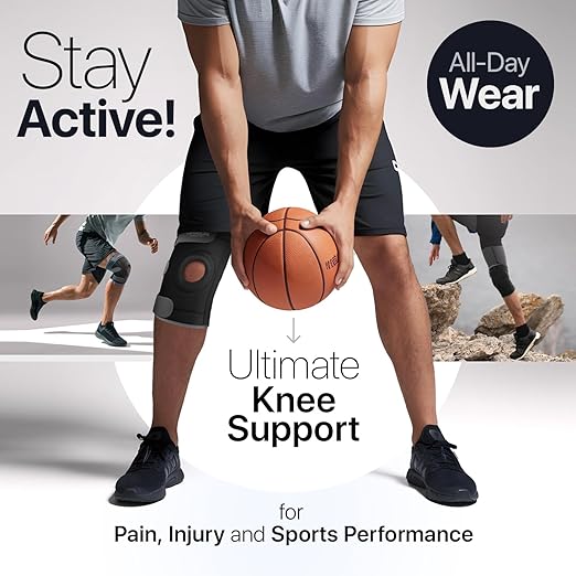 Knee Brace for Women and Men – Knee Compression Sleeve for Meniscus Tear, ACL, Arthritis Pain Relief, Patella Pad & Side Stabilizers – Please Check How To Size Video (Gray, Medium)
