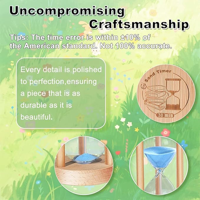 60 Minute Sand Timer, an Hour Sand Hourglass, Wooden Sand Clock, 60 Min Reloj De Arena, Hour Glass Sandglass for Home, Office, Decorative, Game, Classroom