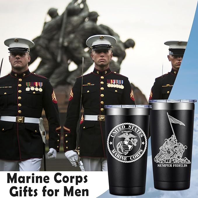 Marine Corps Gifts for Men - USMC Anniversary Christmas Military Gifts for Men - United States Marine Corps Tumbler Cup 20 oz