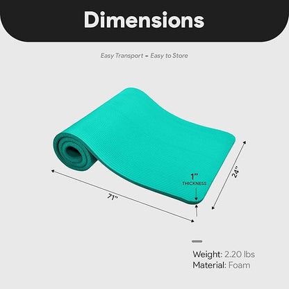 BalanceFrom Yoga Mat, 1-Inch Extra Thick High Density Exercise Mat, Anti-Tear Exercise Yoga Mat with Carrying Strap, Suitable for Various Yoga Exercises, Multiple Colors