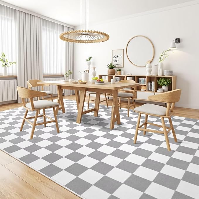 Terrug Grey and White Checkered Rug