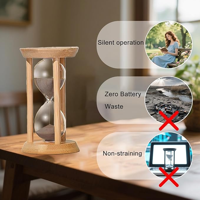 Wood Sand Timer,60 Minute Hourglass,Men's Office Desk Decoration for Toothbrush Timer,Cooking,Baking,Game, Gift Brown Sandglass,Mini Sand Watch,Reloj de Arena 60 Minuto