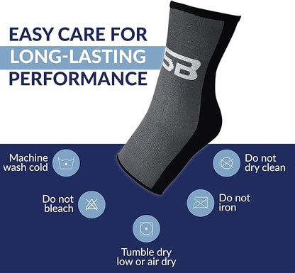SB SOX Ankle Compression Sleeve for Men and Women (1 Pair) - Ankle Brace Support Stabilizer for Sprained Ankle, Achilles Tendonitis, Sports