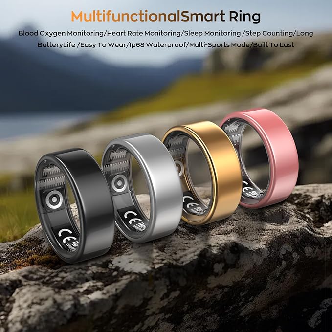 Smart Ring with Sleep Monitoring, Step Counting, Heart Rate, Blood Oxygen for iOS and Android, No Subscription Fee, IP68 Waterproof Health Tracker (Silver, 11)