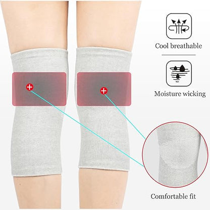 Bamboo Charcoal Knee Sleeve - Bamboo Compression Knee Sleeve for Men and Women - Elastic Warm Knee Brace for Arthritis(Gray, Large)