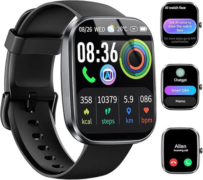 uaue AI Smart Watch with ChatGPT, 1.91" Bluetooth Calling Smartwatch for Men Women, 110+ Fitness Modes Activity Tracker, Sleep/Heart Rate/Calorie Monitor, IP68 Waterproof Step Counter for Android iOS