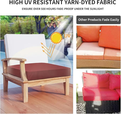 Easy-Going Waterproof Patio Cushion Covers ONLY Cover 24x24x4 inch 4 Pack Replacement Non-Slip Outdoor Seat Cushion Slipcover with Zipper. Wine