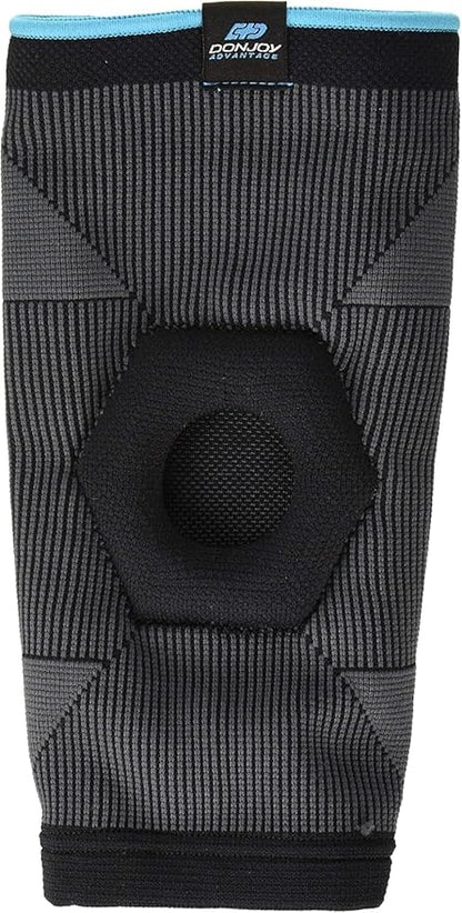 DonJoy Advantage Deluxe Elastic Knee Sleeve for Sprains, Strains, Swelling, Soreness, Arthritis & Patellofemoral Syndrome - Silicone Hex-Buttress Support for Wellness and Fitness Users, Medium