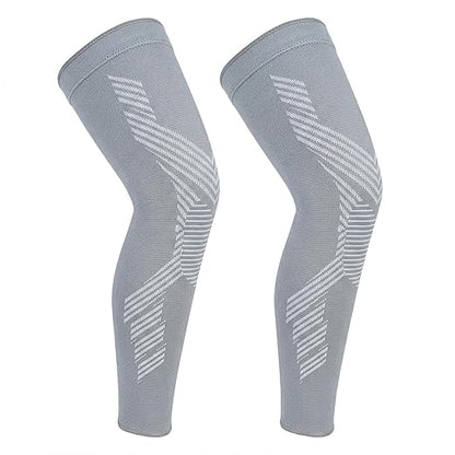 NuCamper Full Leg Compression Sleeves for Men and Women,2 Pack Legs Sleeves Long Knee Brace Support for Running, Basketball, Cycling, Workout, Sports - Gray,3XL