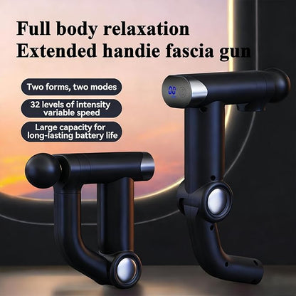 Foldable Massage Gun with Upgraded Extension Handle, 32 Speeds Massage Gun Deep Tissue - Back Massager for Pain Relief Deep Tissue, Muscles/Neck/Shoulders/Waist/Legs Massager