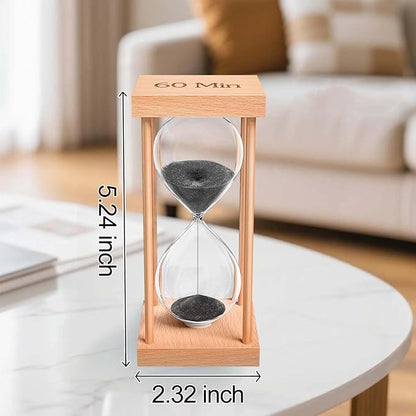 30 Minute Sand Timer, 30 Min Wood Small Hourglass Timer, Black Sand Clock, Half Hour Wooden Hour Glass for Classroom, Sandglass, Reloj De Arena Decorativo, Home, Office, Game, Gift