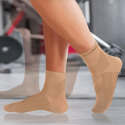 TechWare Pro Plantar Fasciitis Socks - Ankle Compression Socks for Women & Men. Achilles Tendonitis Brace & Foot Arch Support