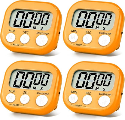 4 Pack Orange Digital Kitchen Timer Magnetic Digital Timer with Big Display Loud Ring Cooking Timers for Cooking, Game, Gym, Break Time, Classroom(4, Orange)