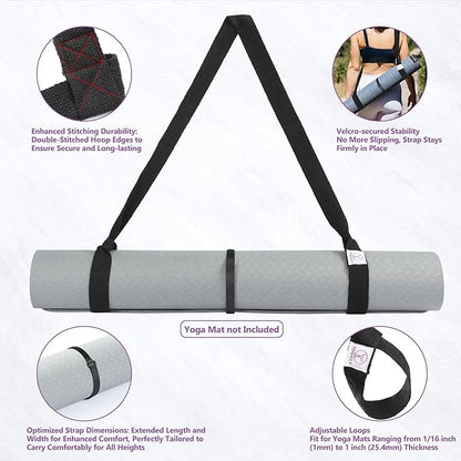 Yoga Mat Carrier Strap, Adjustable Thick Straps Sling for Carrying Large Mats, Stretching Band