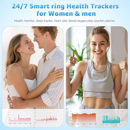 Smart Ring Health Tracker for Women & Men, Fitness Ring with Heart Rate Blood Oxygen, Sleep monitor, Step Tracker, IP68 Waterproof Compatible with iOS & Android, No Subscription Fee (Rose Gold, 10)