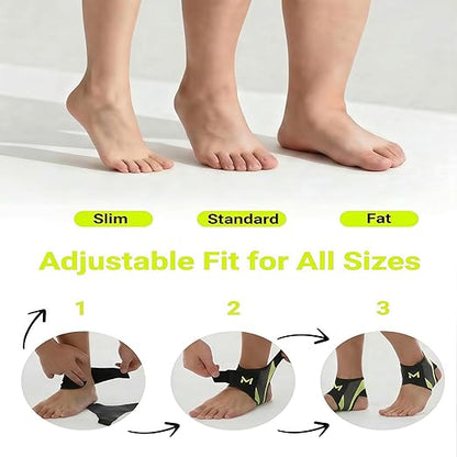 2-Pack Ankle Support Brace,Adjustable Athletic Ankle Support Brace,Enhance Stability for Foot Pain,Compression Sleeve to Relieve Plantar Fasciitis for Men & Women,Green