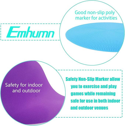 4inch & 9inch Poly Spot Markers for Agility Dot for Gym/PE Training, Dance, 6/12/24 Pcs Round Multiple Color & Size Rubber Non-Slip Spot Marker for Games, Floor Dots and Sport Activities