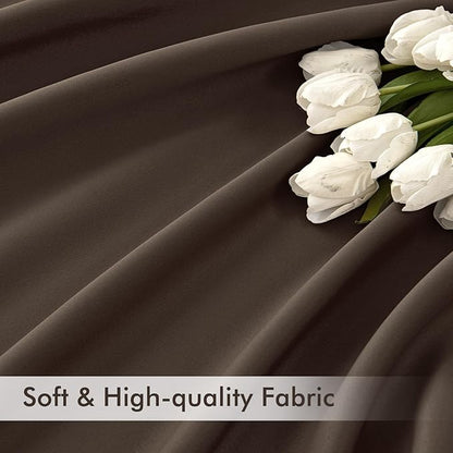 MIULEE Chocolate Brown Back Tab Blackout Curtains 90 Inches Long 2 Panels Set for Living Room Bedroom Privacy, Rod Pocket/Pinch Pleat Thermal Insulated Room Darkening Pleated Light Blocking Drapes