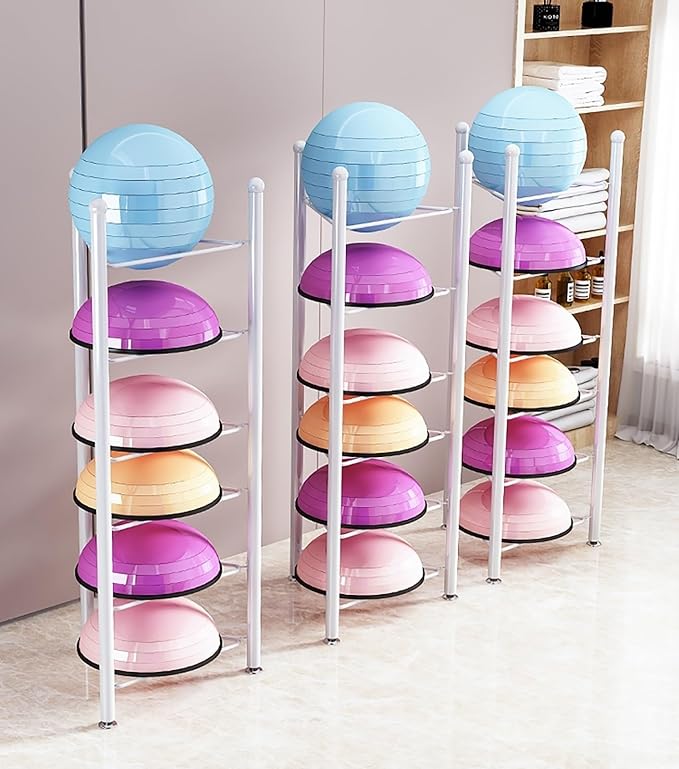 Floor Stand Storage Organizer for Balance Balls - 3/5/6/7 Tier Rack for Home Gym - Ideal for Bosu, Slam Balls, and Medicine Balls