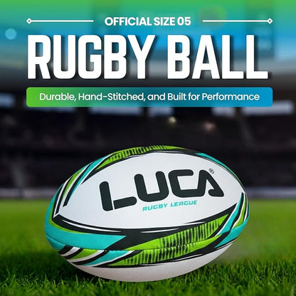 LUCA Rugby Ball Youth and Adult Sizes 3, 4 & 5 - Hand Stitched Super Grip Training Ball - Durable 3-Ply Waterproof Surface for College & Club Practice