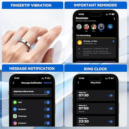Smart Rings for Women Men,Sleep Tracking Wearable,Fitness Tracker Ring with Step/Heart Rate/Blood Oxygen/Distance/Calorie,Clock Vibration,No Subscription Fee,5ATM Waterproof, iOS&Android(Black 13)