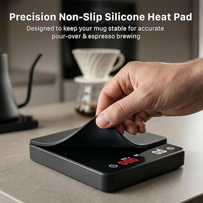 Garnen Mini Espresso Coffee Scale with Timer, 0.1g High Precision Digital Smart Coffee Scale for Pour Over and Drip Tray, 2kg/70.5oz Max, USB-C Rechargeable, LED Display, Auto-Timing Mode