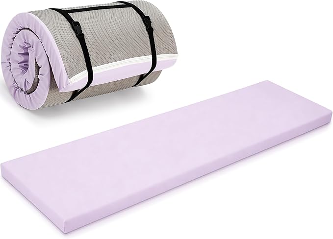 Lyrow 2 Inch 72"x24" Thick Foldable Yoga Mat with Carry Strap, Non-slip Portable Foam Gym Mat for Yoga, Pilates and Stretching