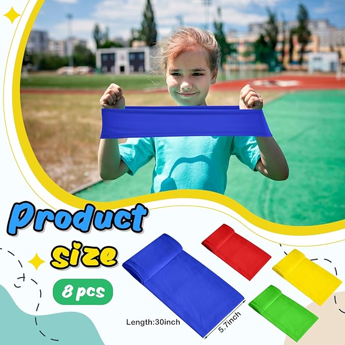 2/4/8 Pcs Stretch Band Sensory Focus Tool 30'' Kids Resistance Band Stretches to 60'' Calming Fidget Bands for Chair Games School Supplies