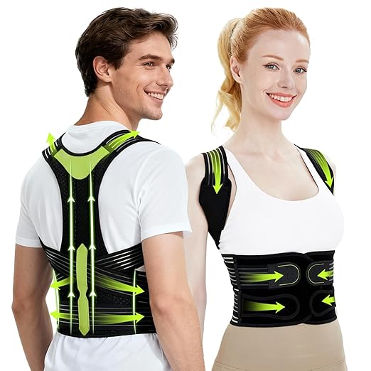 Posture Corrector for Women and Men, Invisible Full Back Support Brace with Enhanced Breathable Mesh, Shoulder Straightener for Back & Neck Pain Relief, Scoliosis & Posture Improvement, Medium