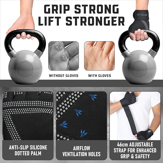 Stealth Sports Weight Lifting Gloves with Wrist Wrap Support Padded Palm Protection Exercise Gym Workout Gloves Men & Women Training Fitness Weightlifting Bodybuilding,E9
