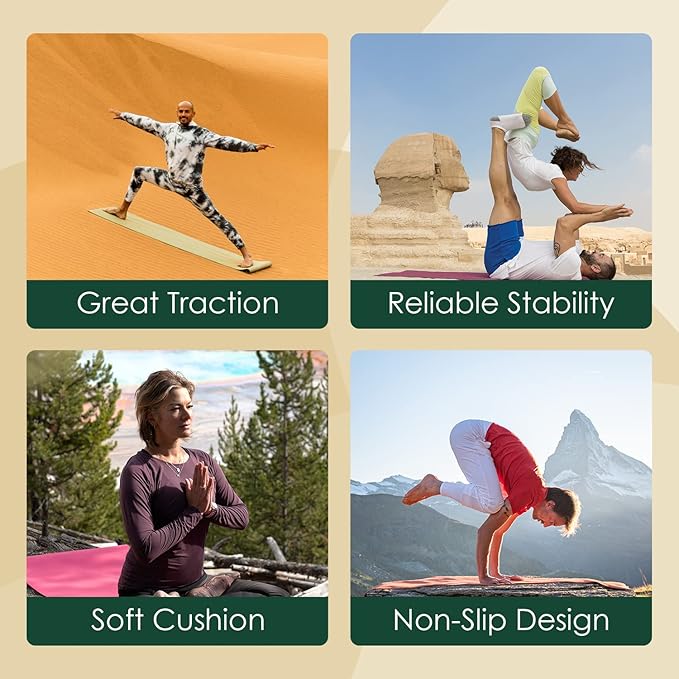 JadeYoga Harmony Yoga Mat - Durable & Thick Gym Fitness Mat, Non-Slip Natural Rubber Yoga Mat - Home Exercise & Stretching Mat, Workout Mat - Yoga, Pilates & Meditation for Women & Men