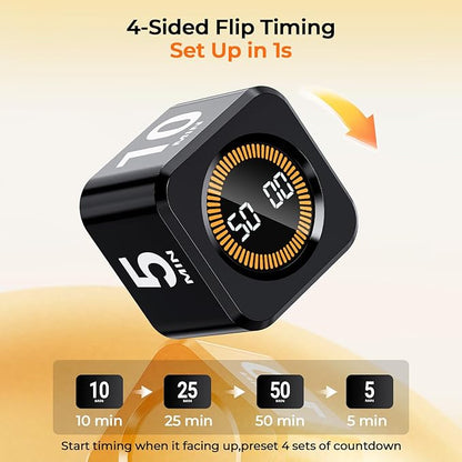 EooCoo Pomodoro Timer Cube, Cool Stuff Gadgets, Visual Timer with Gravity, Countdown 5/10/25/50 Min, Rechargeable Productivity Tool for Office, Classroom, Kitchen, Gym, Yoga, College School Supplies