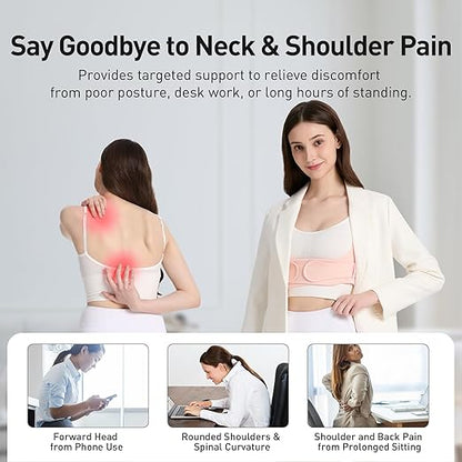 WNIEYO Back Brace Posture Corrector for Women Shoulder Straightener for Upper and Lower Back Pain Improving Postura Support Belt for Scoliosis (Pink,L/2XL)