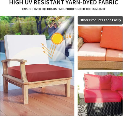 Easy-Going Waterproof Patio Cushion Covers 27x25x5 inch 2 Pack Replacement Non-Slip Outdoor Seat Cushion Slipcover with Zipper. Red