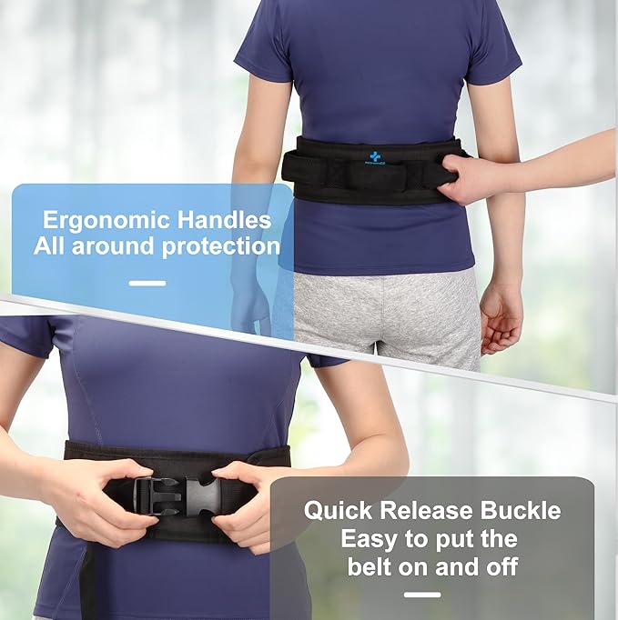 Gait Belt Transfer Belts with Handles for Lifting Seniors, Safety Gate Belt with Quick Release Buckle Nursing Safety Patient Assist for Elderly, Disabled, Physical Therapy, Caregivers(Black)