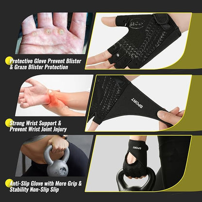 Workout Gloves Women, Exercise Gloves with Wrist Wrap Support, Gym Gloves for Weight Lifting with Full Palm Protection, Extra Grip for Fitness, Pull Ups
