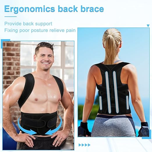 PAZAPO Posture Corrector for Men&Women - Back Brace for Lumbar Support and Upright - Breathable Back Straightener Back 2X-Large(42-48 Inches)