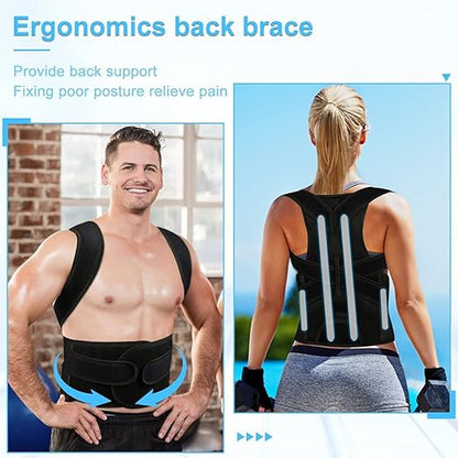 PAZAPO Posture Corrector for Men&Women - Back Brace for Lumbar Support and Upright - Breathable Back Straightener Back 2X-Large(42-48 Inches)