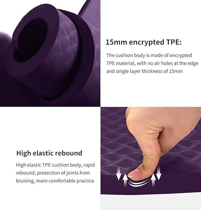 nuveti Large Exercise Mat - 15mm/20mm/30mm Thick Yoga Mat | Workout Mat for Fitness, Yoga, Pilates, Stretching & Floor Exercises for Women & Men with Free Carrying Bag