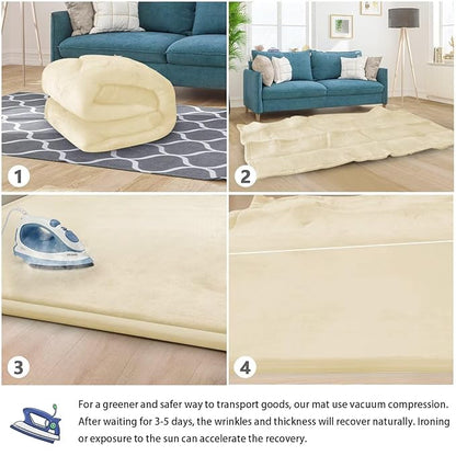 Baby Play Mat for Floor Nursery Rug Muscle Mat Area Rug Playroom Rug 59"x71" Playpen Mat Memory Foam 1.3" Thick Crawling Mat for Babies,Toddlers, Infants, Kids,Light Beige