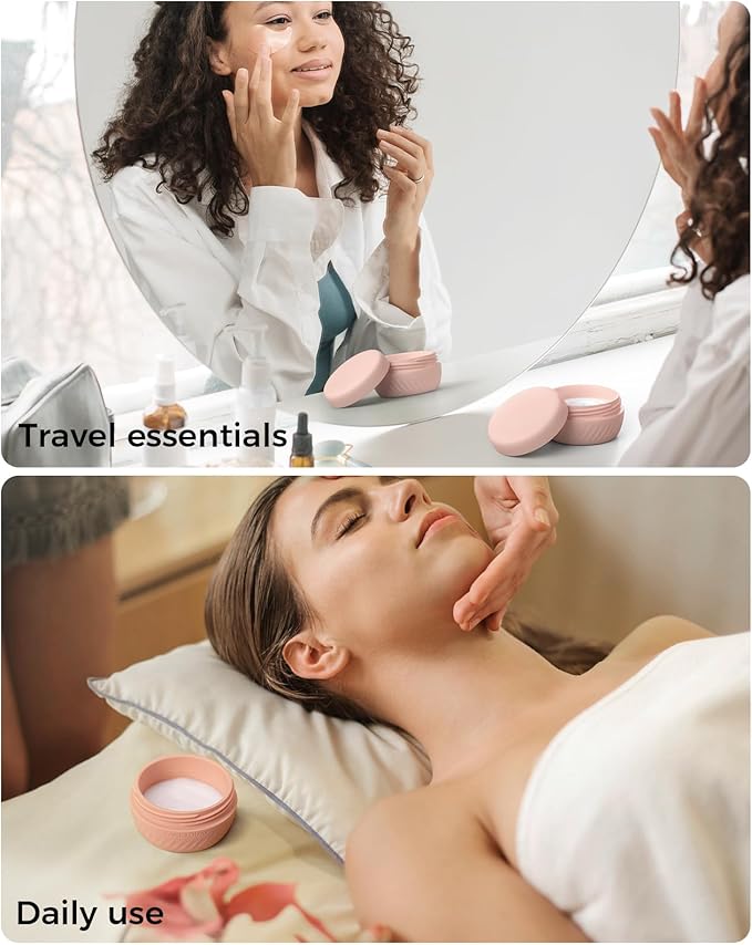 TakeToday Travel Containers for Toiletries, Leak-Proof, TSA Approved, Refillable Silicone Cylindrical Cream Jars with Lid for Cosmetic Toiletry, 2&3oz, 4 Pack, Grey