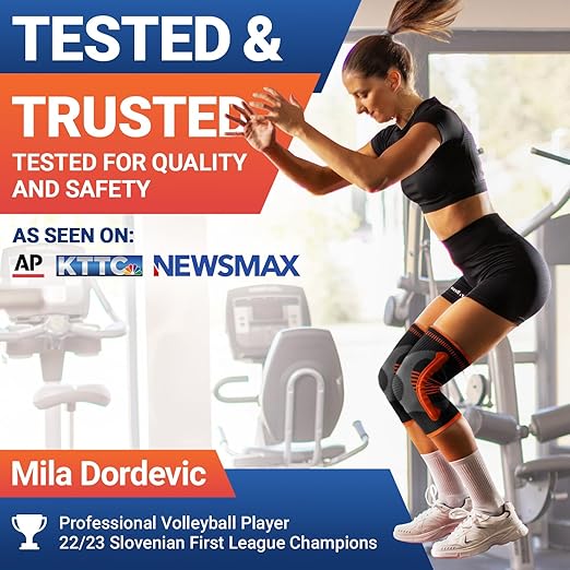 DR. BRACE ELITE Knee Brace with Size Stabilizer (2 Pack) Knee Brace for Women & Men, Workout, Sports, Daily Knee Compression Sleeve for Maximum Knee Pain Support & Fast Recovery (Mars, Large)