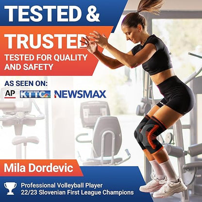 DR. BRACE ELITE Knee Brace with Size Stabilizer (2 Pack) Knee Brace for Women & Men, Workout, Sports, Daily Knee Compression Sleeve for Maximum Knee Pain Support & Fast Recovery (Mars, Large)