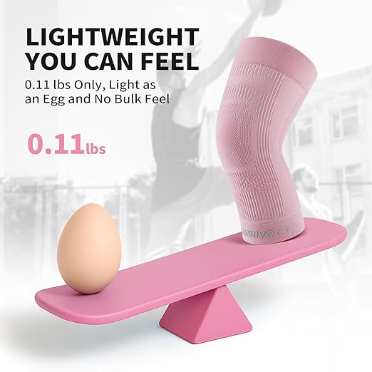 CAMBIVO Knee Brace for Women and Men (2 Pack), Ultra-Thin Lightweight Knee Compression Sleeve (Light Pink, Medium)