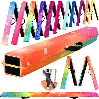 MARFULA 6 FT / 8 FT / 9 FT Folding Gymnastics Beam Foam Balance Floor Beam - Extra Firm - Suede Cover - Anti Slip Bottom with Carry Bag for Kids/Adults Home Use