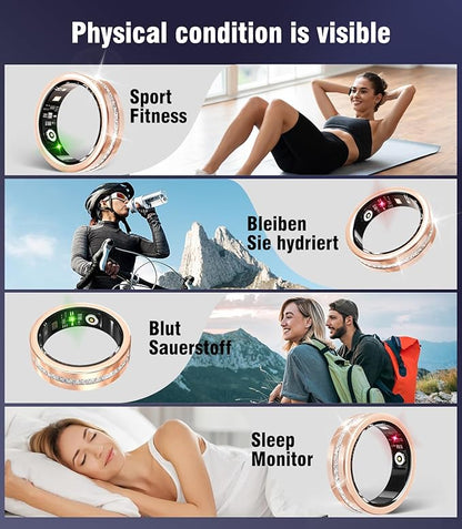 10 Gen Diamond Smart Ring and Wireless Charging Case【Industry Ranking No.1 – 0 Measurement Error】 2026 Smart Ring for Women & Men for Sleep Tracking Wearable Device,Fitness Ring【Gold 10#】