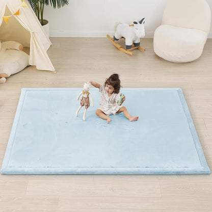 1.5" Thick Baby Play Mat for Floor Tummy Time, 59"x 79" Pro Soft Baby Activity Playmats Playroom, Easy Care with Non-Slip Safe for Infant Toddler Kids Crawling(Blue)