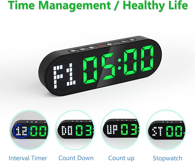 LUCORB Portable Gym Timer for Home Gym Interval Timer for Workout with Time Progress Bar/Rounds, Workout Clock for Boxing HIIT Tabata Emom Fitness Rechargeable Battery Powered…